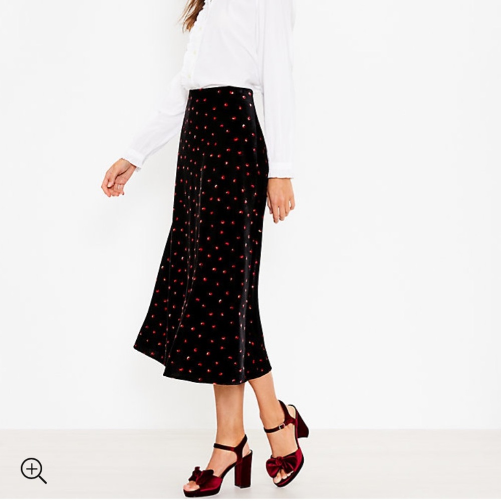 Loft Velvet Floral Skirt